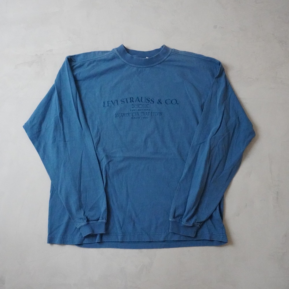 Vintage Levis Long Sleeve T-Shirt XL Mens 90s Blue Embroidered American Trad